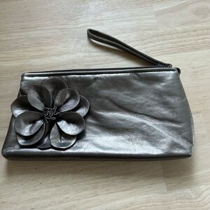 Sephora Metallic Flower Wristlet Clutch - Soft Pewter